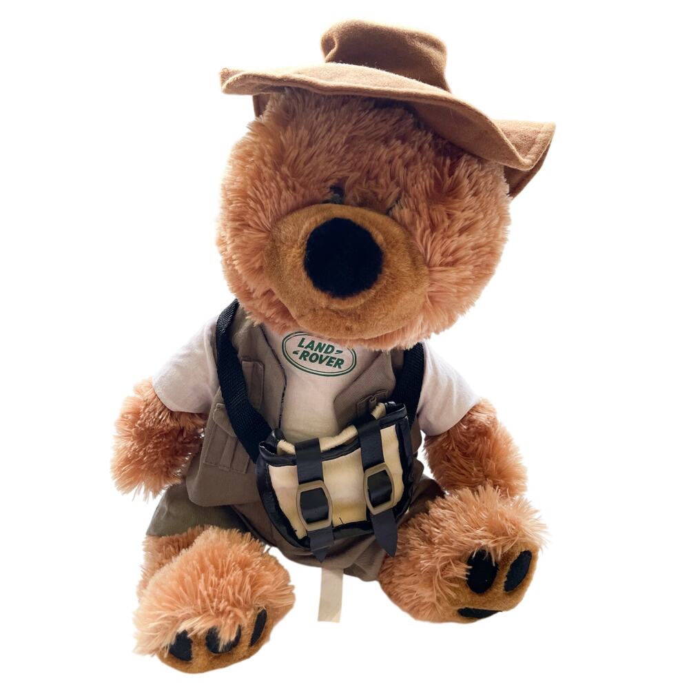 Land Rover Stuffed Safari Teddy Bear Plush Hat Bag Clothes Vest Stuffed Animal